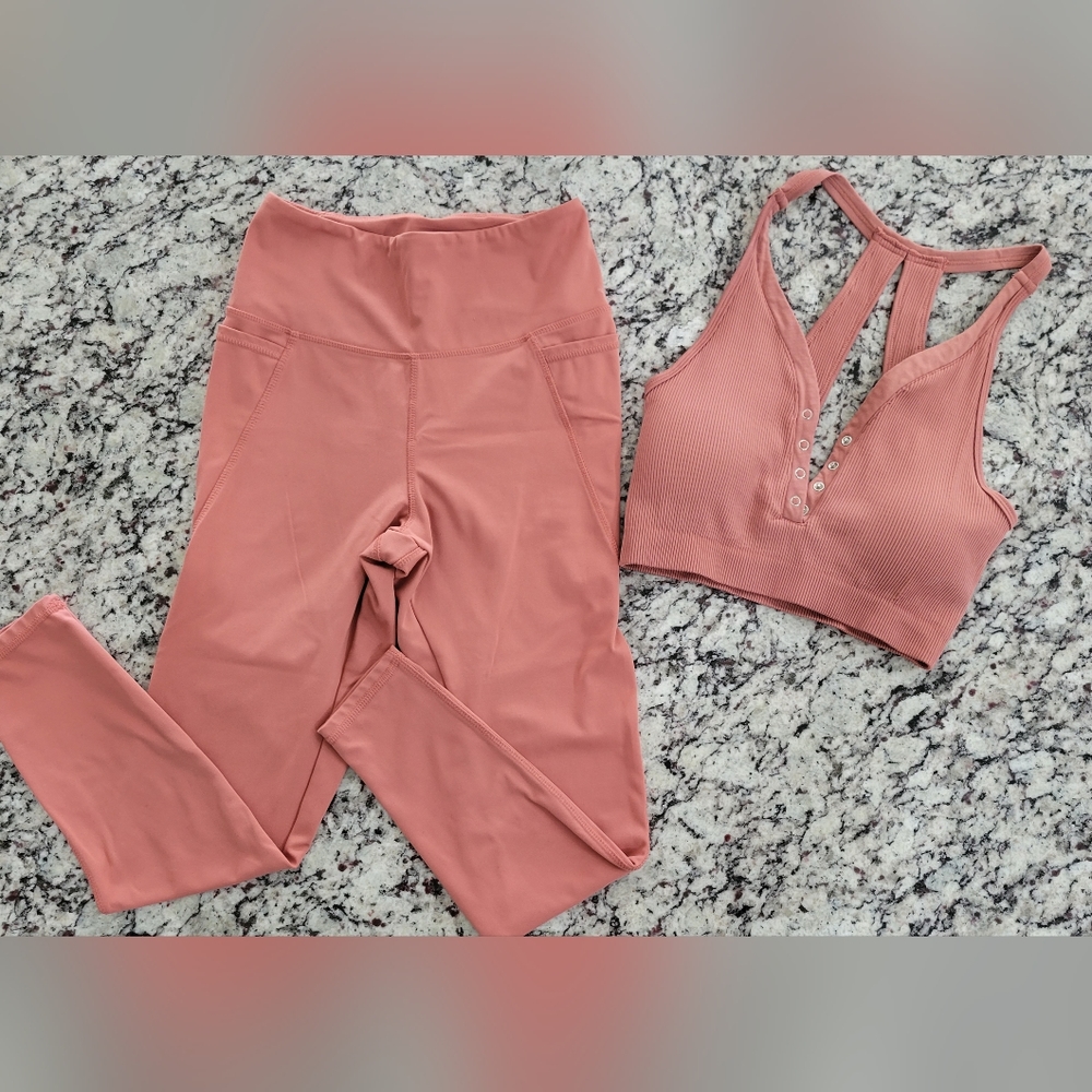 High waisted workout leggings and sports bra/top
